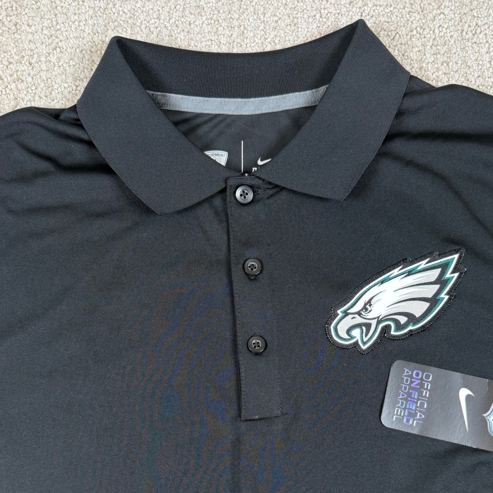 NEW Nike Dri-Fit Mens Medium Philadelphia Eagles Black NFL Training Polo Shirt